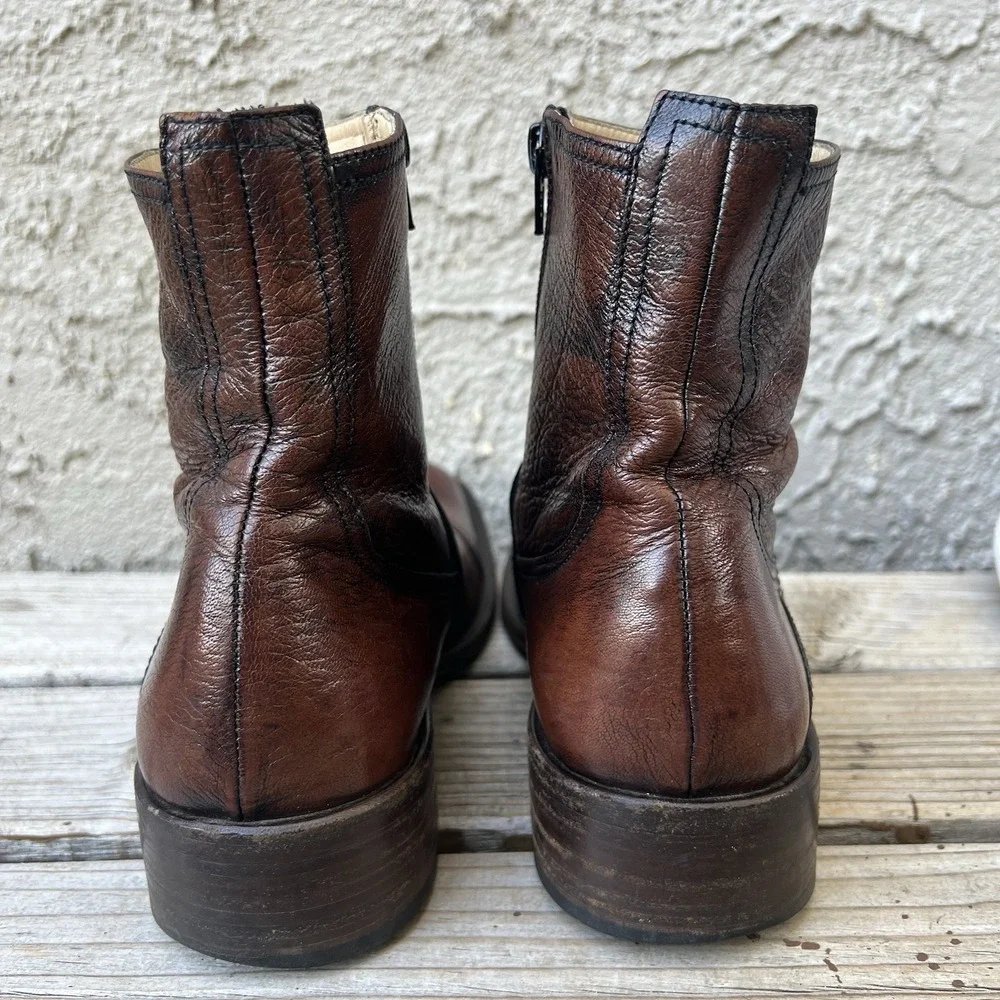 Kenneth Cole New York Boots Men Size 7 Leather Brown Made In Italy